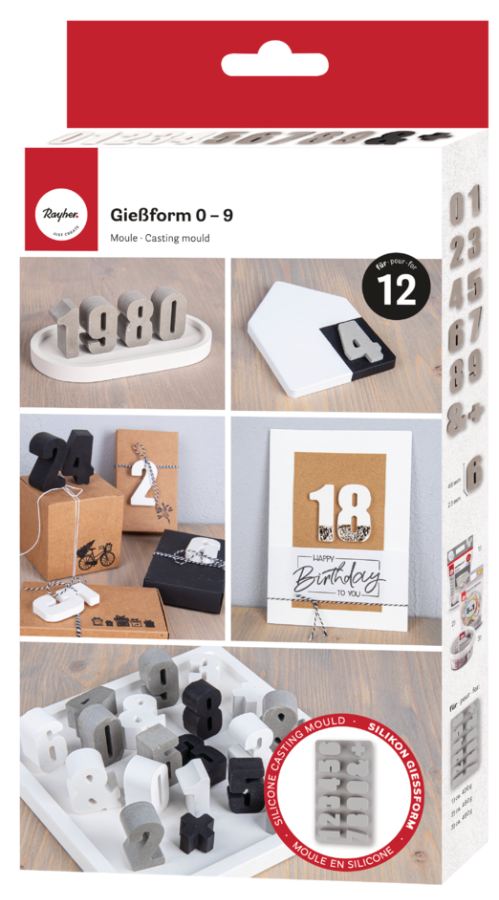 Gießform Zahlen 0-9, silikon